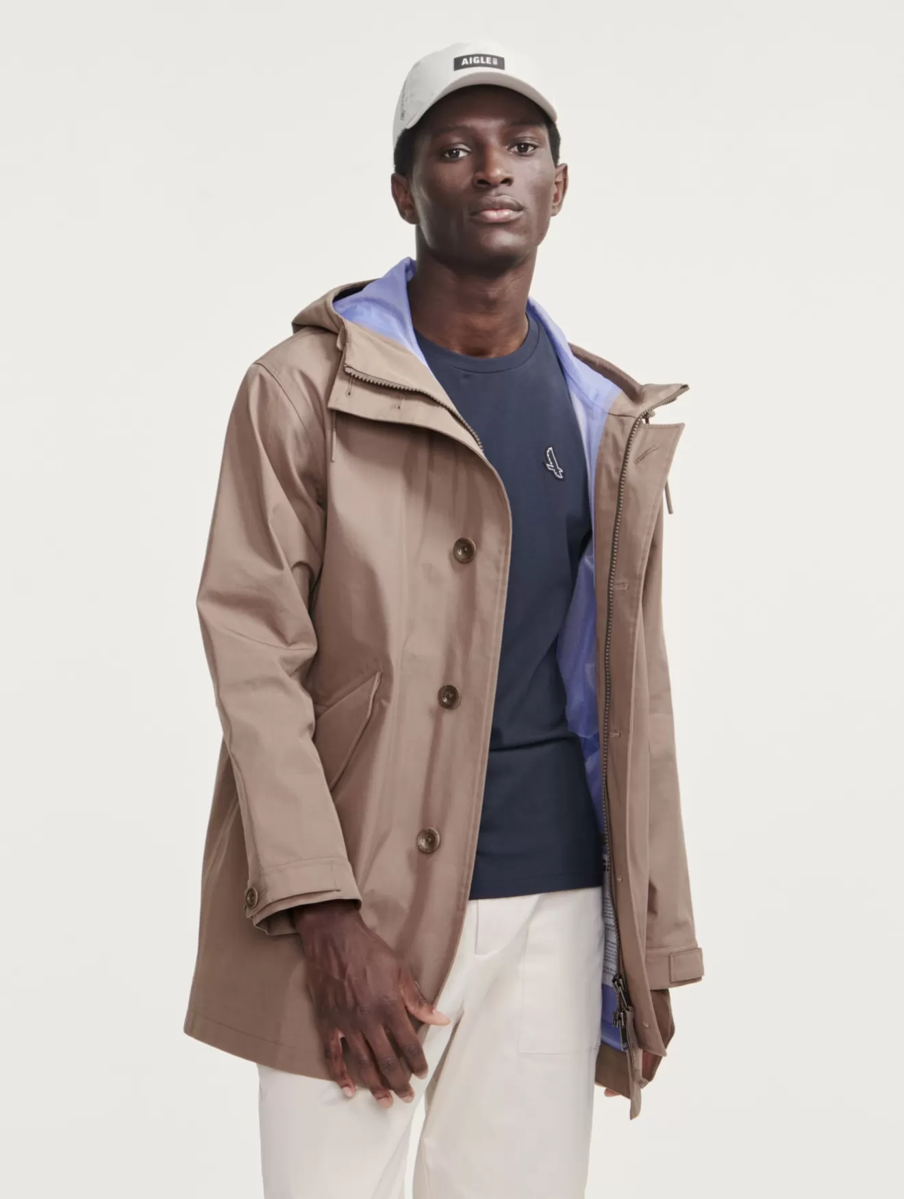 Sale Aigle Parka Mi-Longue Mtd® A Capuche Cappuccino